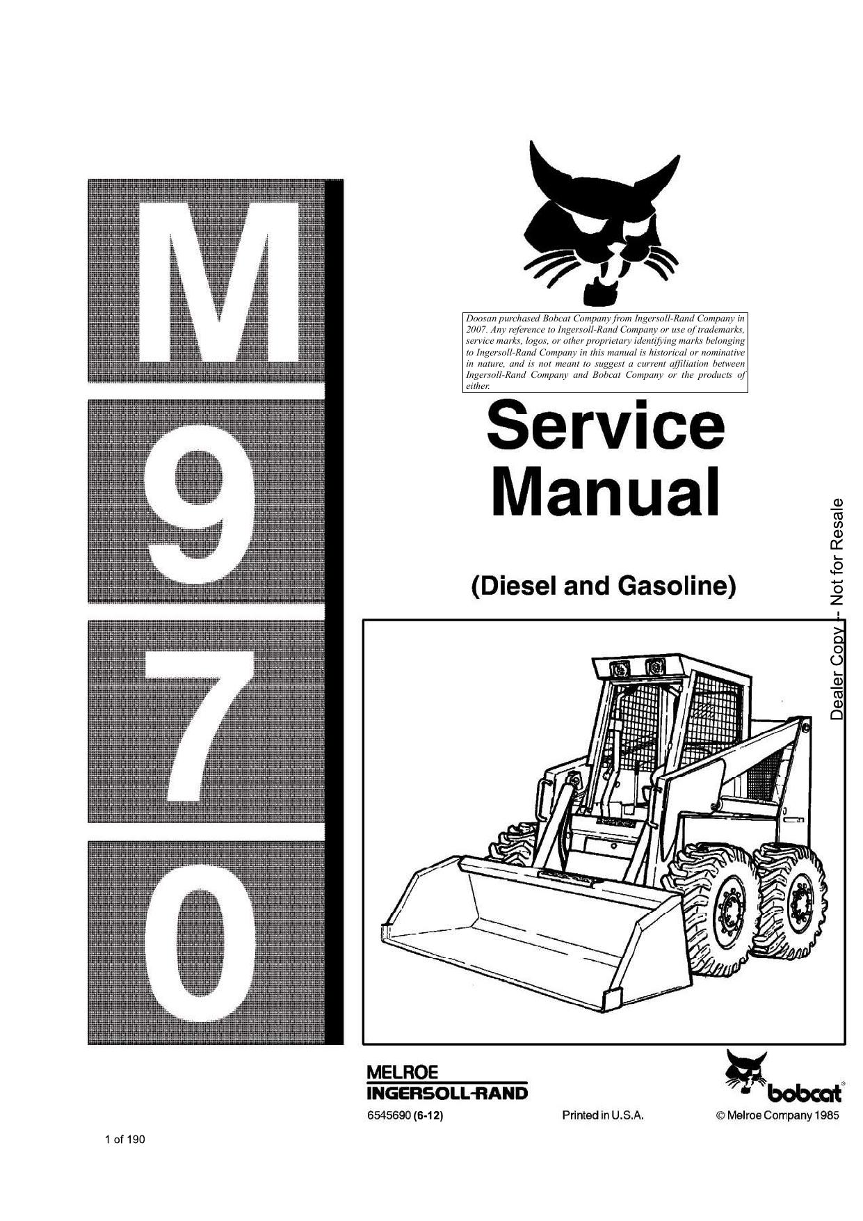 M970 Loader Service Manual Bobcat